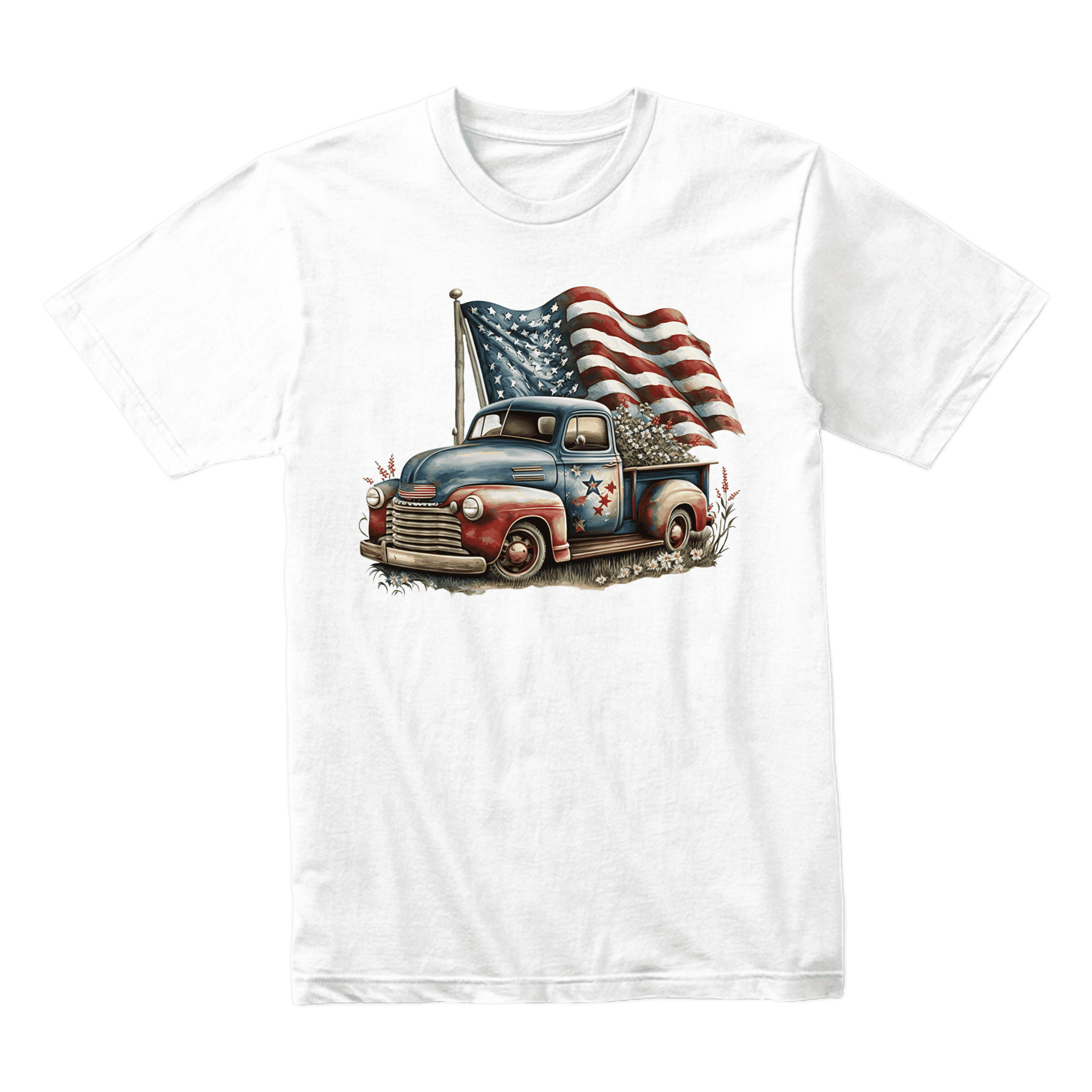 USA Flag and Vintage Truck